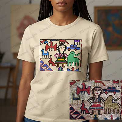 Geometric Tribal Woman & Elephant Illustration Design – T-Shirt Print File | Hilonad