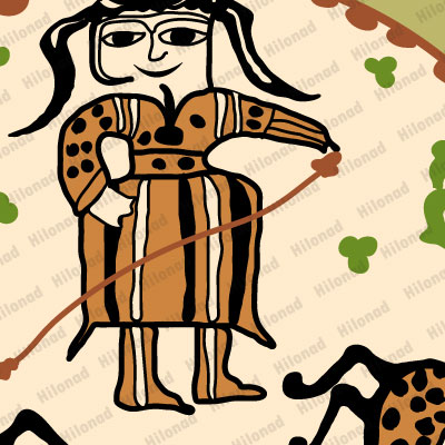 Leopard & Figure Motif PNG Digital Download, Ancient Persian Folk Art Design| Hilonad