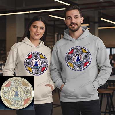 Persian Folk Art Hoodie Design – Printable Human-Fish-Plant Image | Hilonad