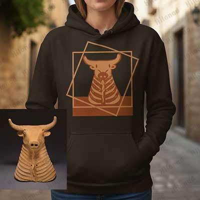 Persian Bull Head Skull Drawing & Image - Hoodie Print File | Hilonad