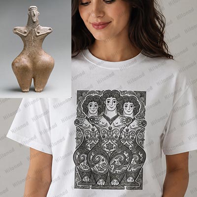 Ancient Iranian Female Figurine T-Shirt Design, Printable PNG | Hilonad