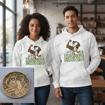 Persian Folk Art Mythical Bird Outline image for Hoodie Print | Hilonad