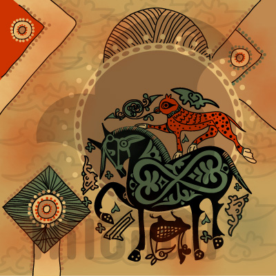 Horse and cheetah