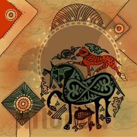 Horse and cheetah